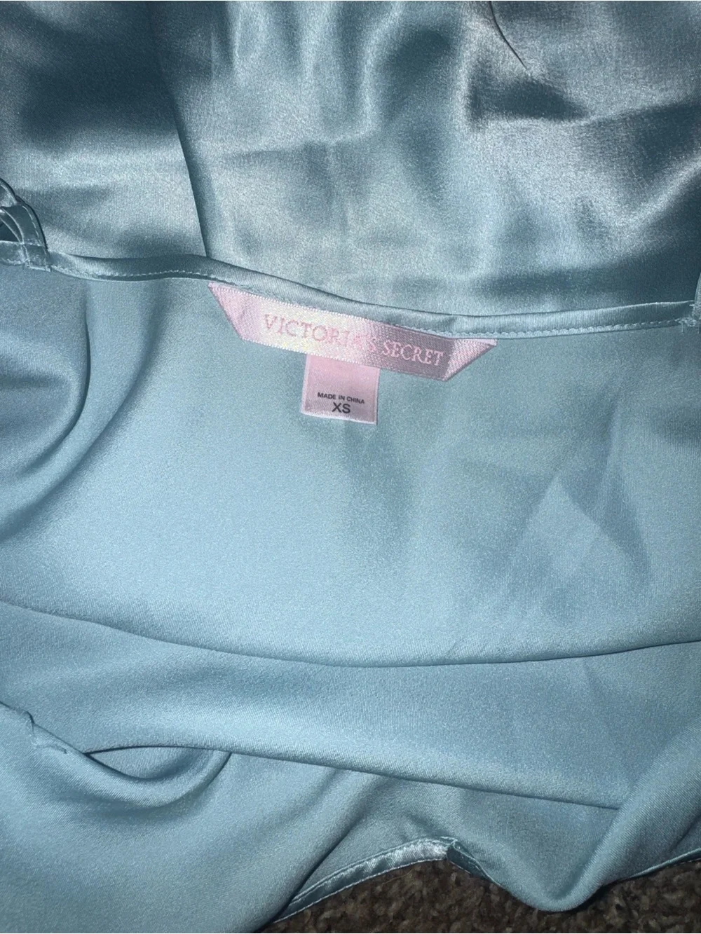 Victoria’s Secret Satin Slip Dress with Side Lace-Up Straps - Light Blue